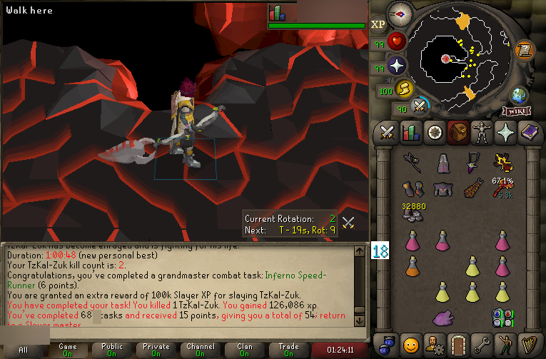 Completed Infernal Cape service screenshot